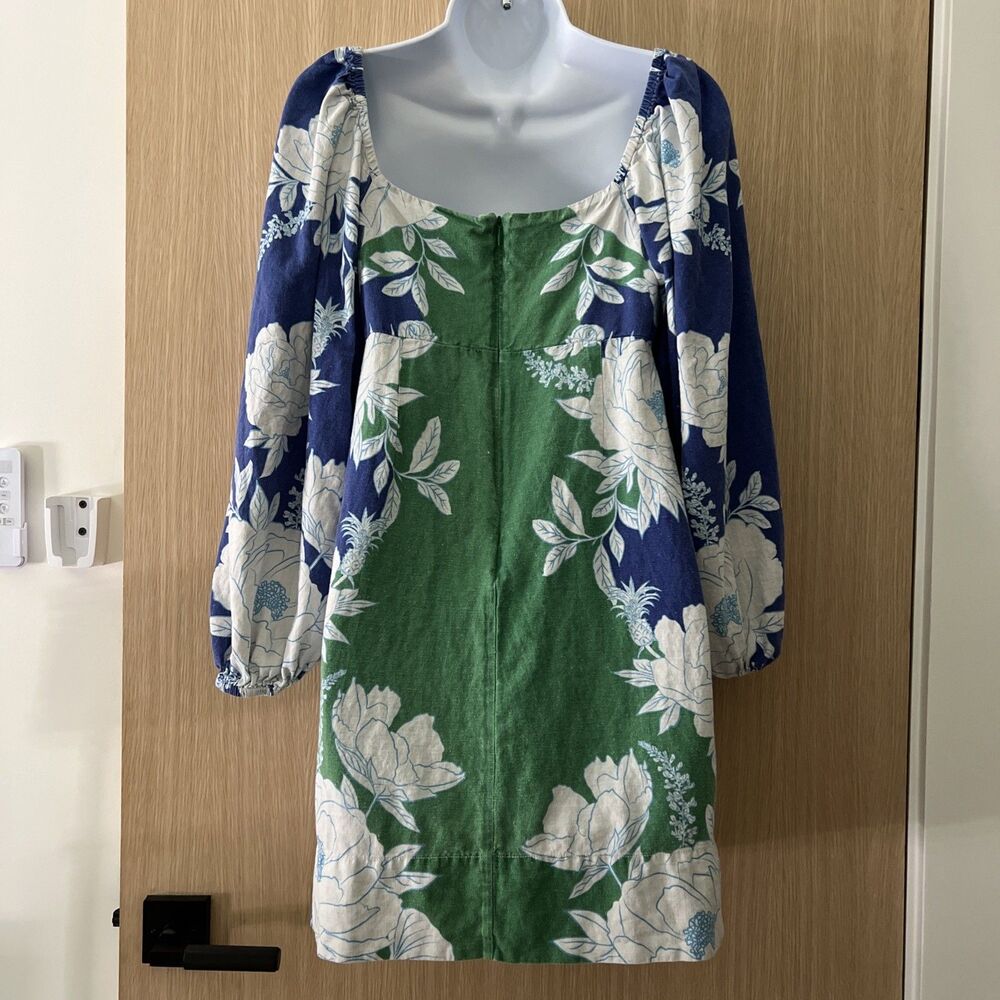 Farm Rio Dress Womens Small Multicolor Floral Puff Sleeve Mini Square Neck - Picture 6 of 11